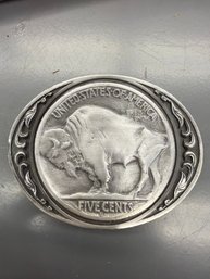 1988 Siskiyou Buckle Co Buffalo Nickel Pewter Belt Buckle