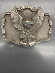 Vintage Harley Davidson Belt Bucklae Features A Prominent Eagle Design In A Silver-toned Metal Finish