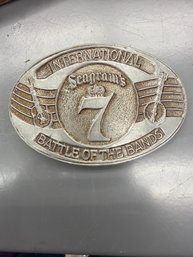 Vintage Seagram's 7 International Battle Of The Bands Liquor Advertising Belt Buckle