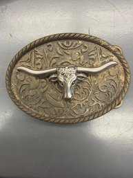 Vintage Western Longhorn Cowgirl Belt Buckle