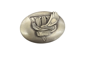 Vintage Winston Cigarette Belt Buckle Feature A 3-d Flying Eagle Design Over The Letter W