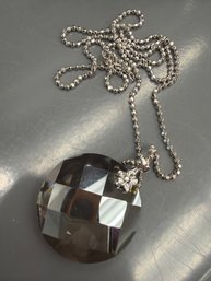 Large Faceted Crystal Pendant Necklace Featuring Swarovski Elements Or Vintage Rock Crystal