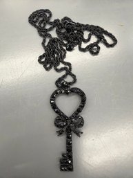 Pave Heart Key Necklace