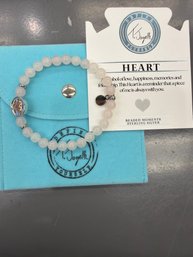 T Jazelle Beaded Gemstone Stretch Bracelet Featuring A Metal Heart Charm And A Signature Charm