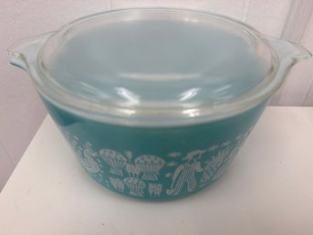 Vintage Pyrex Butterprint Amish Casserole In Turquoise