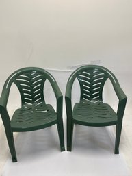 Pair Of Green Patio Chairs