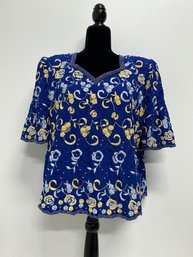 Elegant Wear Embroidered And Beaded Blouse With Zipper Back.