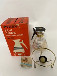 Vintage Pyrex 8 Cup Carafe With Candle Warmer