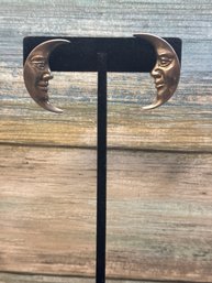 Vintage Sergio Bustamante Moon Face Earrings Made Of Sterling Silver.