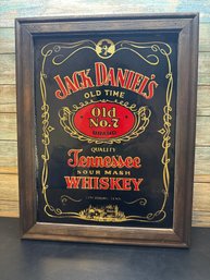 Vintage Jack Daniel's Old No. 7 Brand Tennessee Whiskey Bar Mirror, Typically Framed In Wood For Home Bars Or