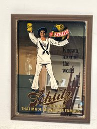 Vintage Schlitz Beer Bar Mirror Sign, Often Used For Advertising In Taverns Or As Decor, Featuring The Iconic