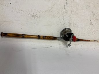 Penn Vintage Fishing Rod And Reel Combo, Featuring A Rod With A Split Bamboo Or Similar Material Construction