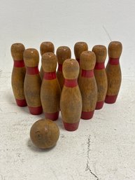 Mid-century  Wooden Bowling Set
