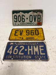 Lot Of 3 Vintage License Plates