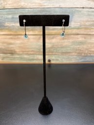 Mini Blue/ Pink Stone Sterling Silver Earrings