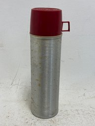 Vintage King-Seeley Thermos Vacuum Bottle, Specifically Model #2284, Featuring A Ribbed Aluminum Body And A Re