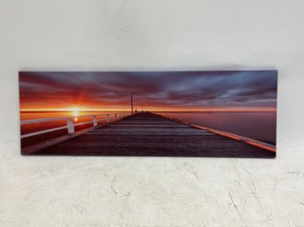 Sunset Image With People On Boardwalk On Canvas