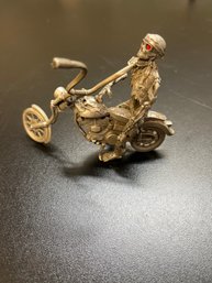 Mini Vintage Pewter Motorcycle Rider. By Partha