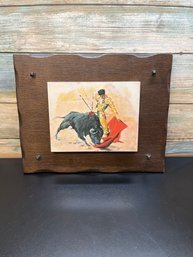 Vintage Wall Plaque Depicting A Spanish Bullfight Scene
