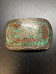 Vintage Navajo Native American Sterling Silver Belt Buckle