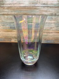 Vintage Krosno Poland Hand Blown Iradescent Crystal Vase