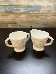 Vintage Westmoreland White Milk Glass Creamer And Open Sugar Bowl Set
