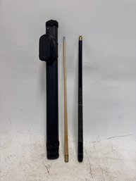 Schnie Two-piece Pool Cue Stick With A Matching Black Carrying Case.