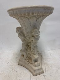 Heavy Cast Plaster Neo-Classical Style Cherub Pedestal.