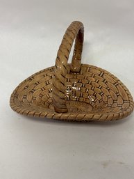 Ceramic Basket Featuring A Woven Texture Pattern And A Sturdy Handle,
