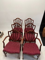 6 Baker Furniture Historic Charleston Mahogany Hepplewhite-style Shield-back Side Chair.