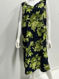 Black  And Green Leaf Printed Dress Sleeveless No Size