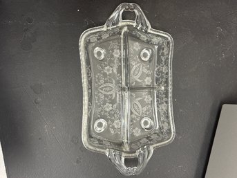 Mid Century Serving Piece Is A Three-part Divided Relish Dish In The 'Prelude' Pattern, Featuring An Etched La