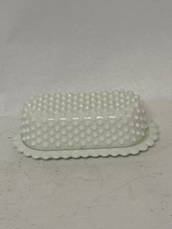 Fenton Hobnail Milk Glass Covered Butter Dish.