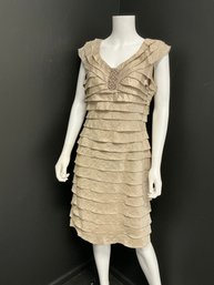 Gorgeous London Times Size  16 Ruffle Dress With Front Embellishment