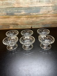 Six Libbey Footed Glass Dessert Bowls, Often