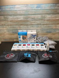 Lot Of Filtration Masks, Exhalation Valve Caps And Filets And Bags