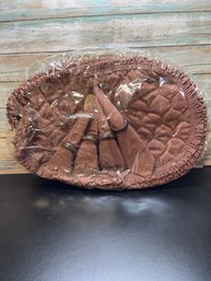 12 Piece Quilted, Brown Fabric Placemat Set