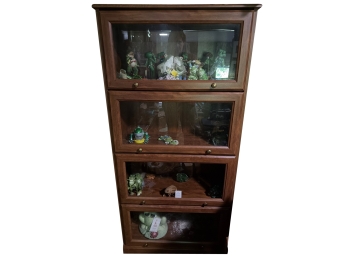 Four Stack Barrster Bookcase With Glass Dro Front Doors, Mahogany-finished Wood And Brass Colored Knobs