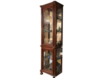 Wooden Display Curio Cabinet With Glass Panels And Shelves