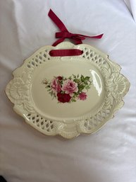 Formalities By Baum Discontinued Victorian Rose Oval Wall Hanging Plate