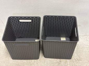 Two Grey Plastic Baskets