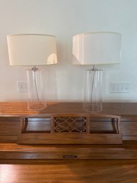 Pair Of Glass Table Lamps