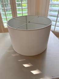 White Fabric Drum Lamp Shade With A Spider/washer Fitter Attachment.