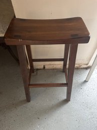 Vintage Solid Wood Saddle-Seat Bar Stool