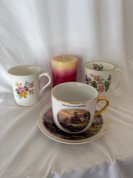 2 England Tea Cups, Thomas Kinkade Cup And Saucer )D3)