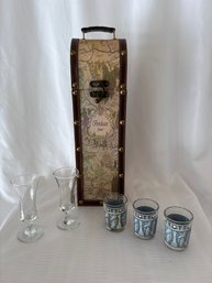Bordeaux Wine Box And Glasses