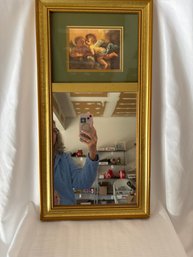 Vintage Gold Tone Wall Mirror With Angels