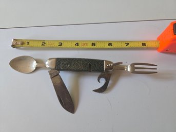 Vintage Mess Kit Pocket Knife With Spoon & Fork Tools Made By STAG In Ireland