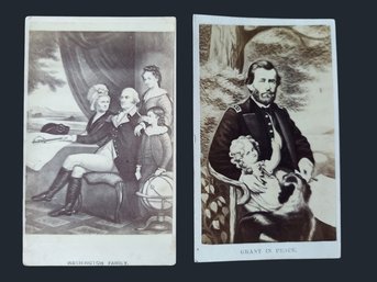 Pair Antique 19thc CDV Photos U S Grant & George Washington