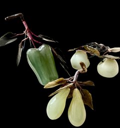 3 Mid Century Fruit And Green Peppers Made From Jade And Quartz